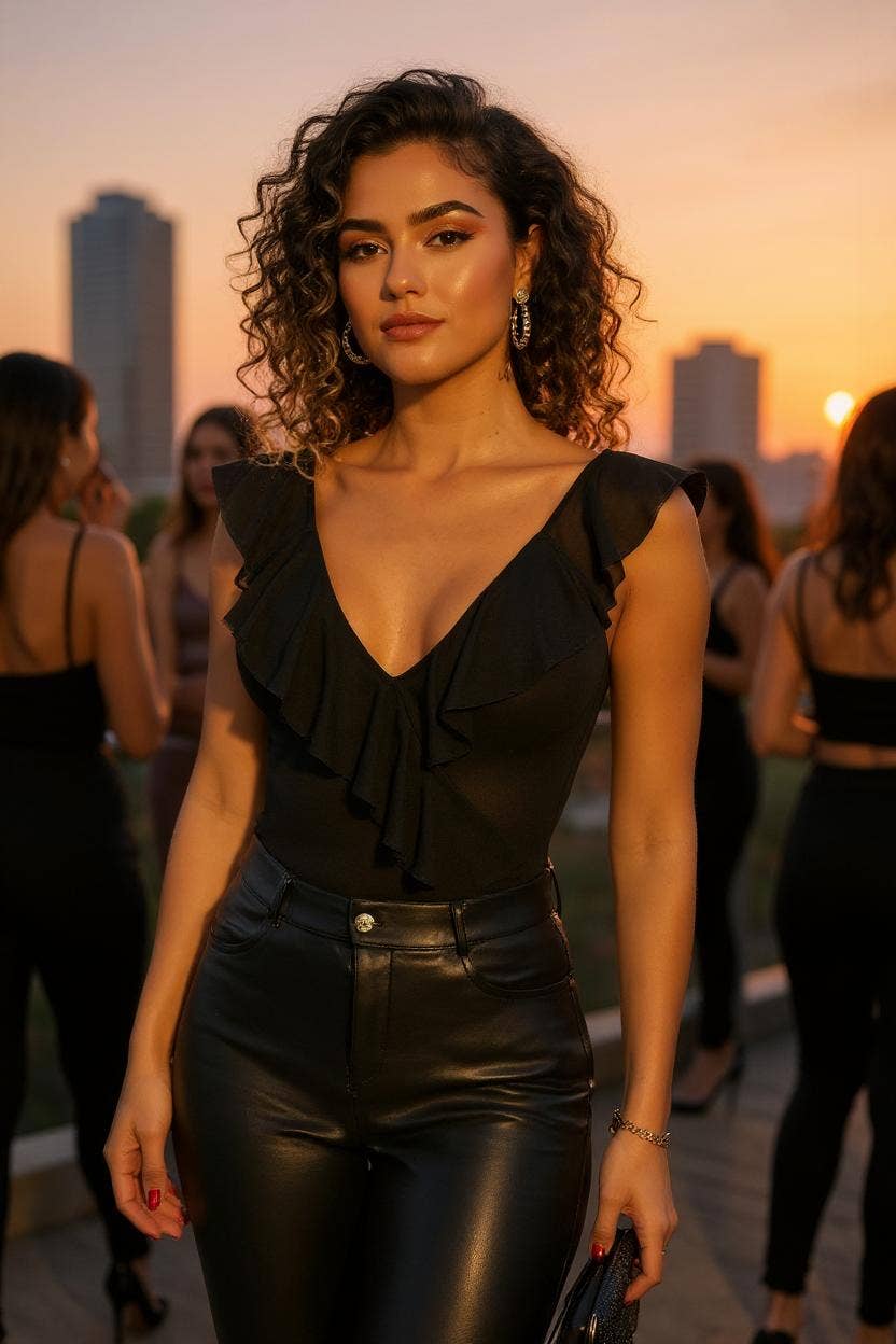 Negro Body de lycra negro con volante de tul de venta al por mayor en Faire4