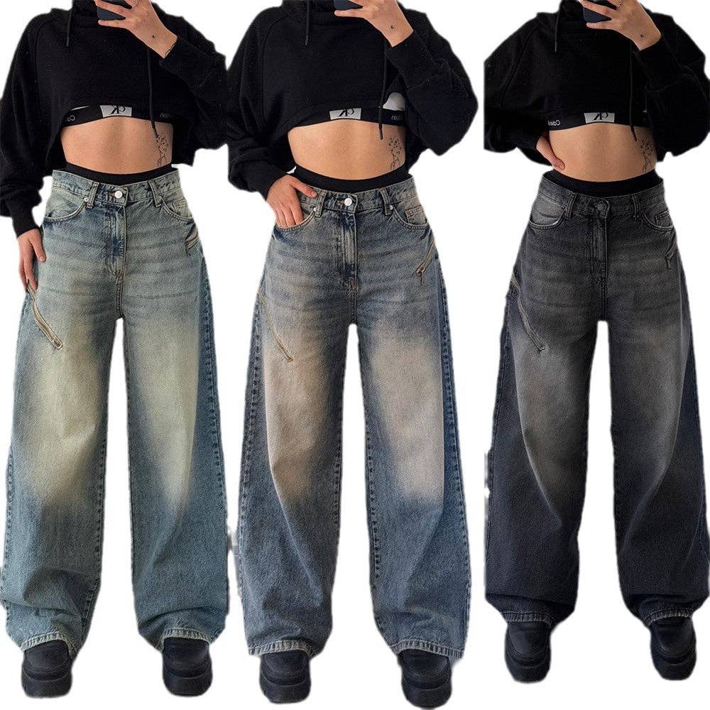 Marayn – wholesale Jeans – Women’s – Retro Street Style Gradient Distressed Denim Jeans15