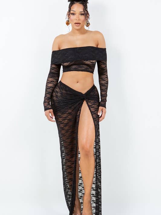 Off The Shoulder Top W Open Skirt Set for wholesale by Belita Collection