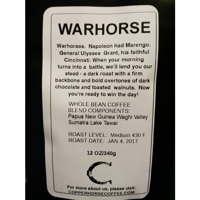 Copper Horse Coffee – Großhandel Kaffeebohnen – Warhorse-Mischung1