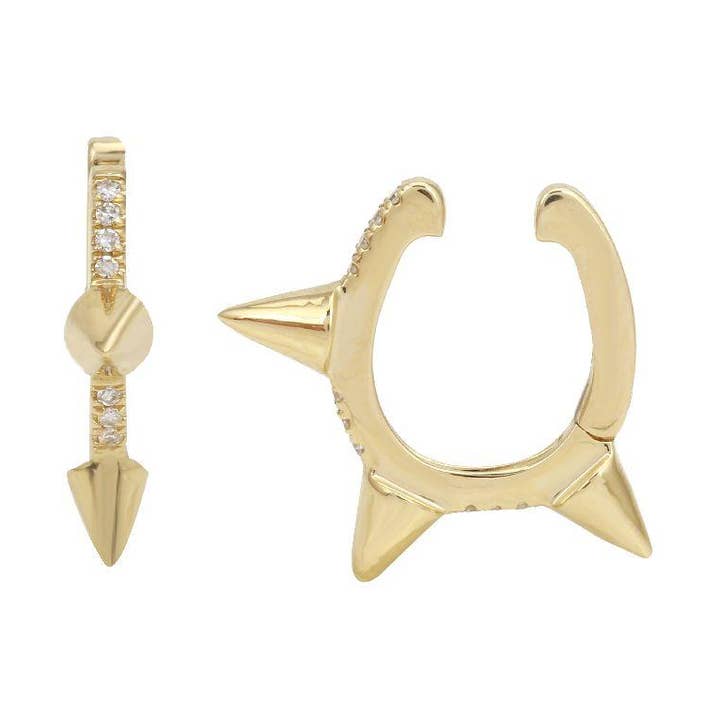 Manchette d'oreille en or 14 ct avec micro pavé de diamants pour la vente par Izakov Fine Jewelry