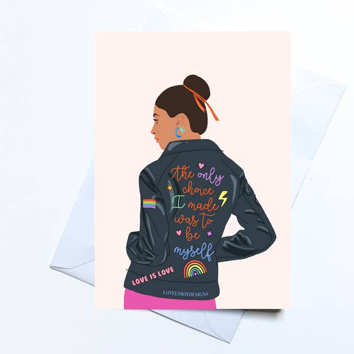 BE YOURSELF, ILLUSTRATED, PRIDE, LGBTQ CARD for wholesale by Studio Saba
