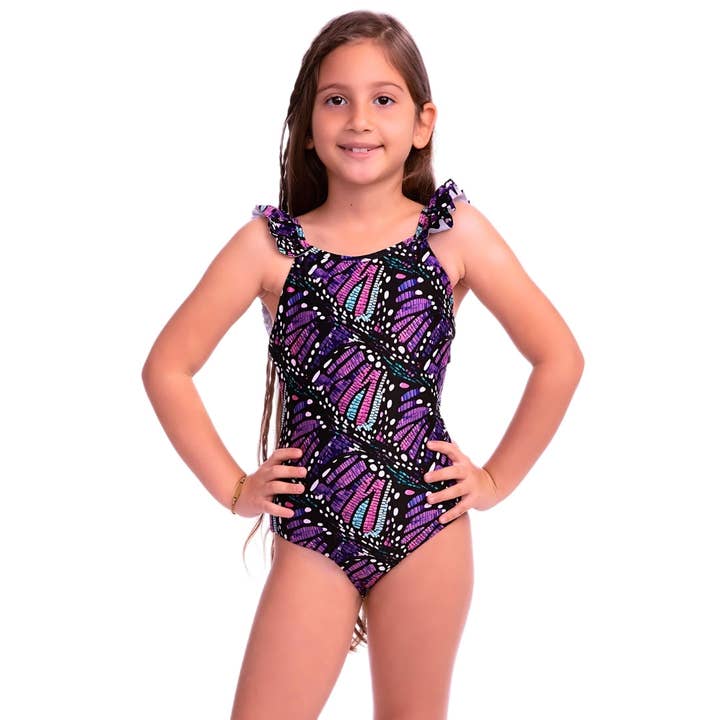 Fato de Banho Infantil com Folhos Lucy por atacado de Sweet Penelope