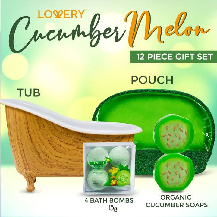 Lovery – wholesale Bath & body set – Home Spa Gift Set - Aromatherapy Cucumber Melon Kit ,12 pc3
