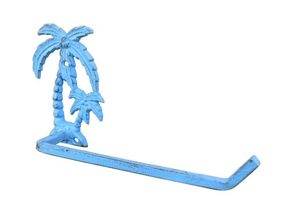 Hampton Nautical - Vente Porte-rouleaux de papier toilette - Porte-papier hygiénique en fonte bleu clair rustique 10"1