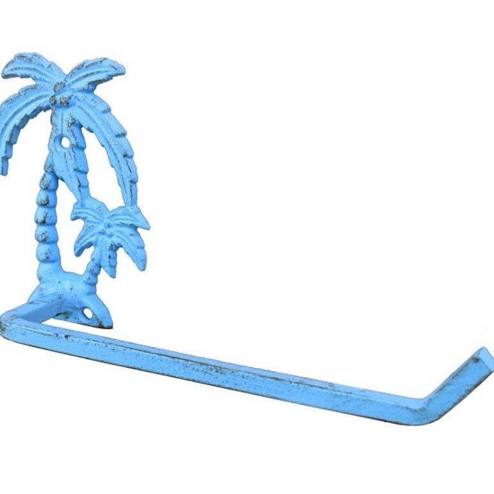 Hampton Nautical - Vente Porte-rouleaux de papier toilette - Porte-papier hygiénique en fonte bleu clair rustique 10"1