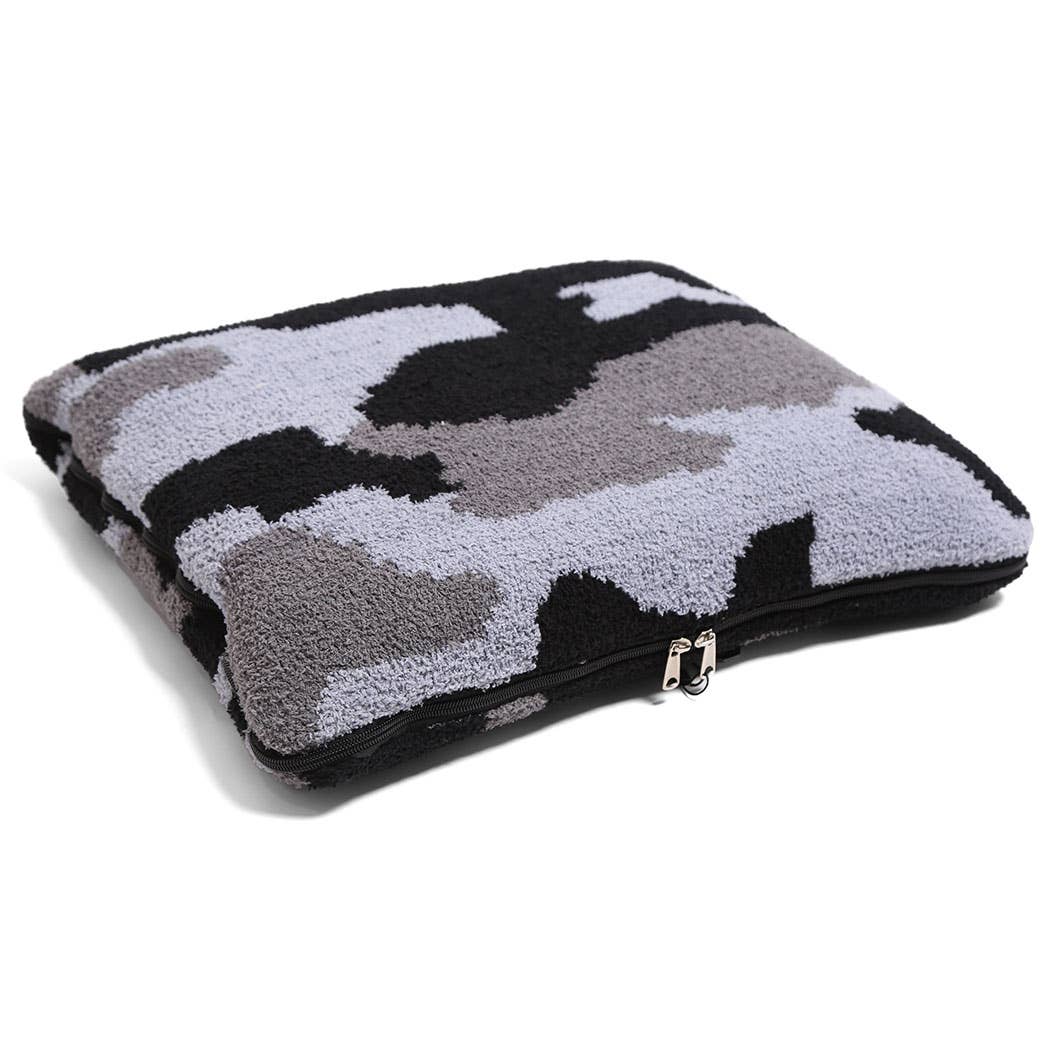 Fashion City - Wholesale Throw Blanket - 2 In 1 Camouflage Print Throw Blanket & Pillow11