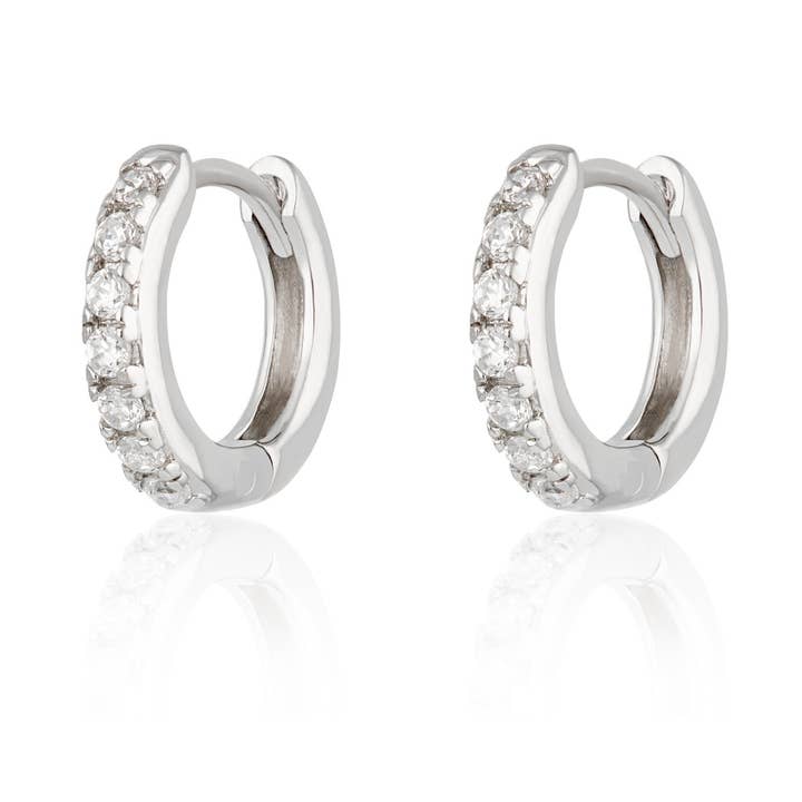 Scream Pretty - Recycled Sterling Silver Jewellery - Vendita all'ingrosso Orecchini a cerchietto - Orecchini a cerchio con pietre trasparenti0