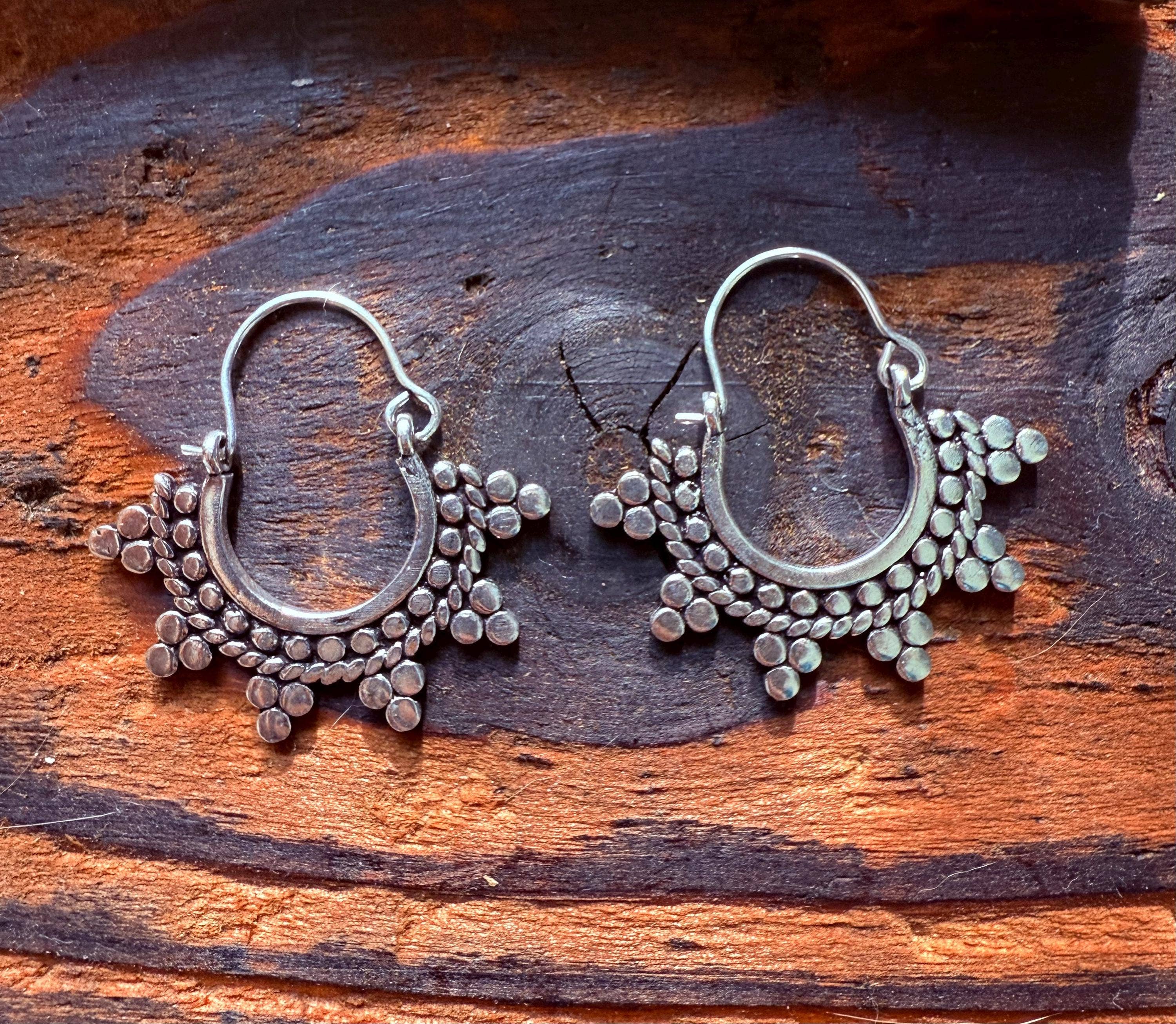 Kaali Boutique – wholesale Hoop earrings – Mini Afghani Silver Hoop Earrings / Boho / Ethnic / Rustic / Yoga / Hippie / Gypsy /Bohemian2