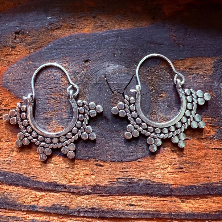 Kaali Boutique – wholesale Hoop earrings – Mini Afghani Silver Hoop Earrings / Boho / Ethnic / Rustic / Yoga / Hippie / Gypsy /Bohemian2