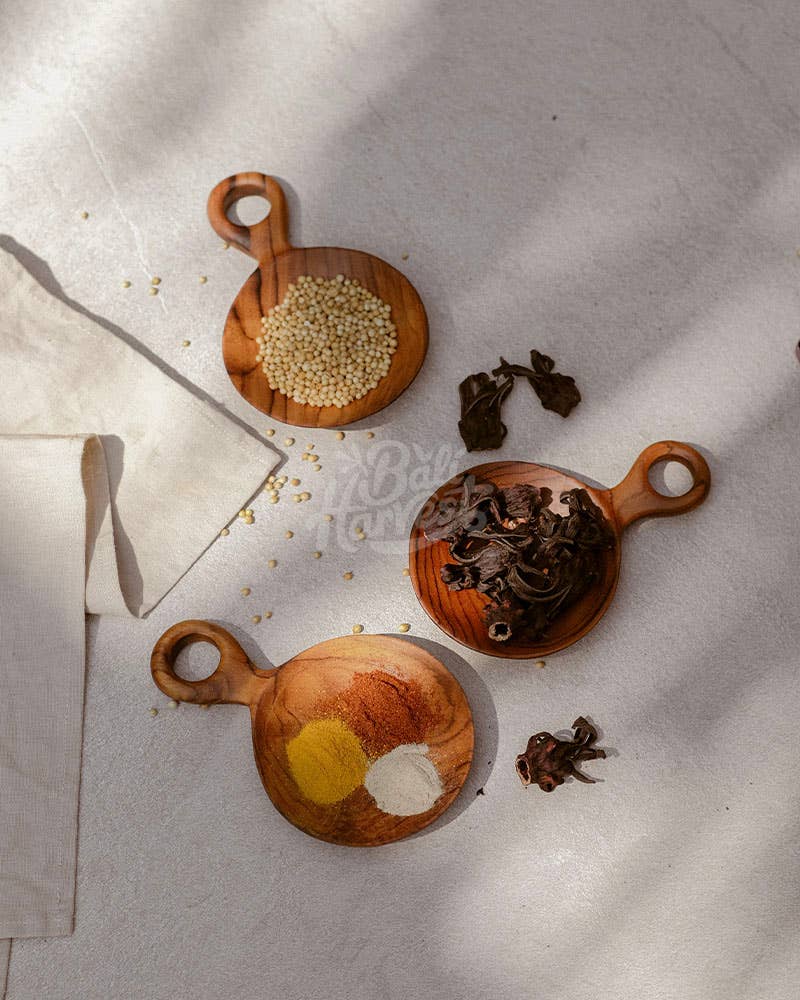 Bali Harvest – Engroshandel Køkkenske – Teaktræsske med hul til håndtag – ske til sukker, salt og krydderier3
