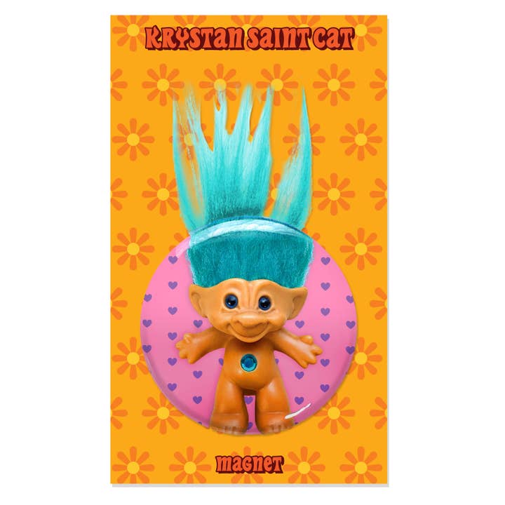 Treasure Troll Photo Blue Hair Tuft Magnet for wholesale by Krystan Saint Cat