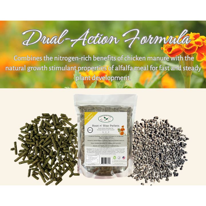 Happy Bunny Farms – wholesale Fertiliser – Root n' Rise Fertilizer and Soil Conditioner Pellets, 3-2-2 5