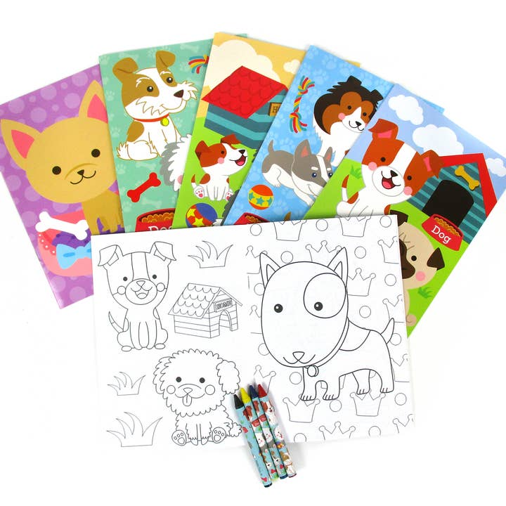 Hundar och valpar Målarböcker med kritor Party Favors för wholesale av Tiny Mills