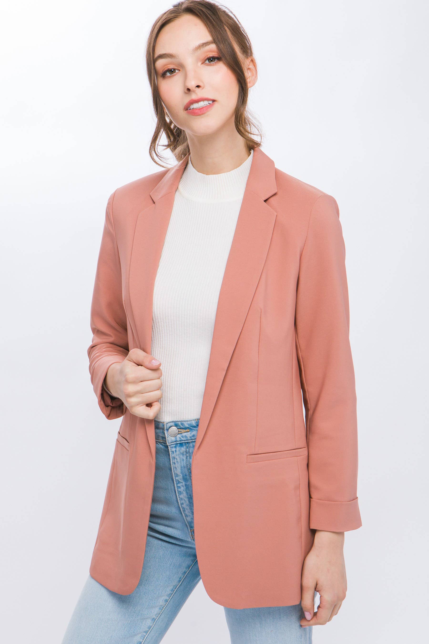 42POPS – Blazer - Mulher por atacado – Blazer Clássico Sólido Tecido45