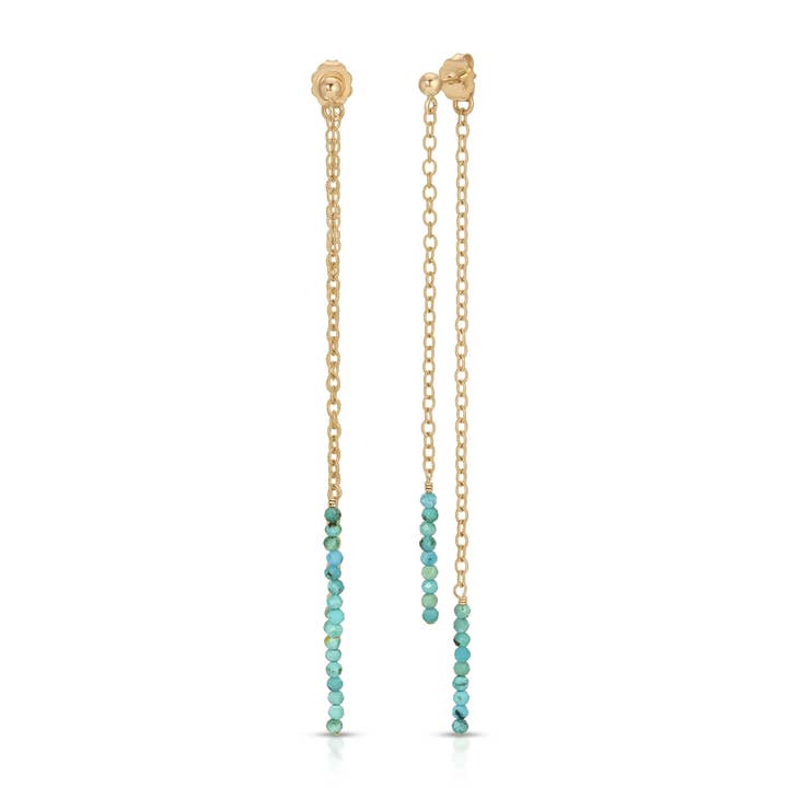 Orecchini a Perno con Gemme Extra Piccole Fronte Retro in Oro 14K Riempito per la vendita all'ingrosso da parte di Heather Hawkins