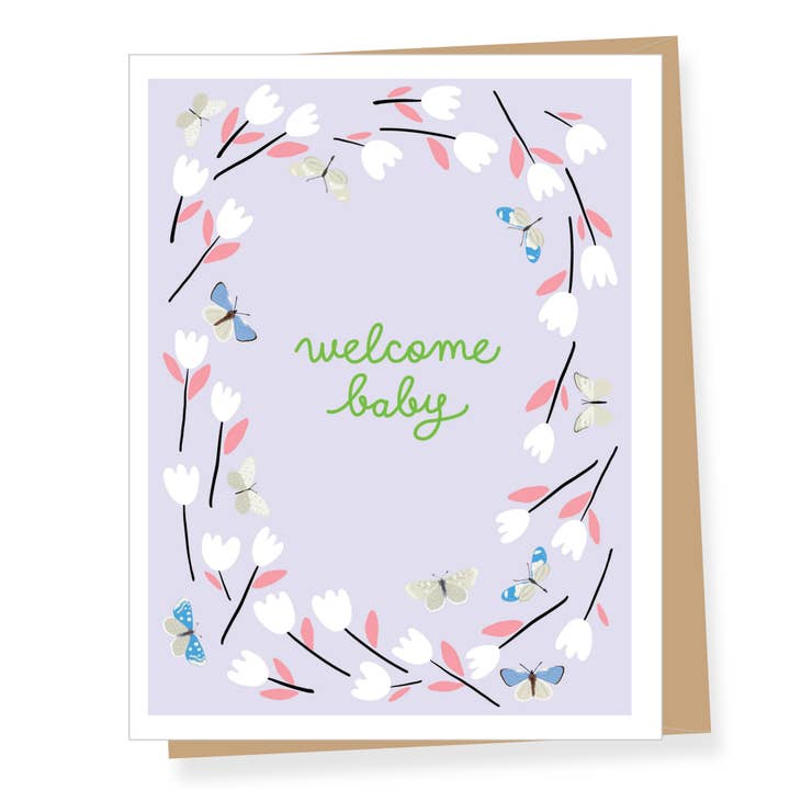 Apartment 2 Cards - Vendita all'ingrosso Biglietto di auguri per la nascita - Benvenuto Baby Tulips Biglietto di Auguri per Neonato