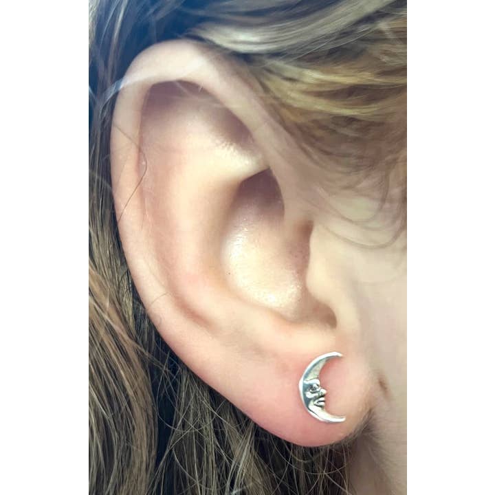 Semaki & Bird – wholesale Solitärörhängen – Quarter månen Stud örhängen - Sterling naturhistoria1