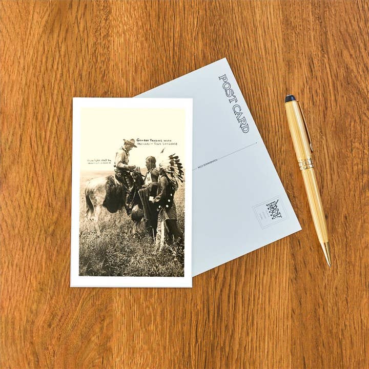 Found Image Press - Wholesale Postcard - Postcard CB-189 Cowboy and Indians Trading1