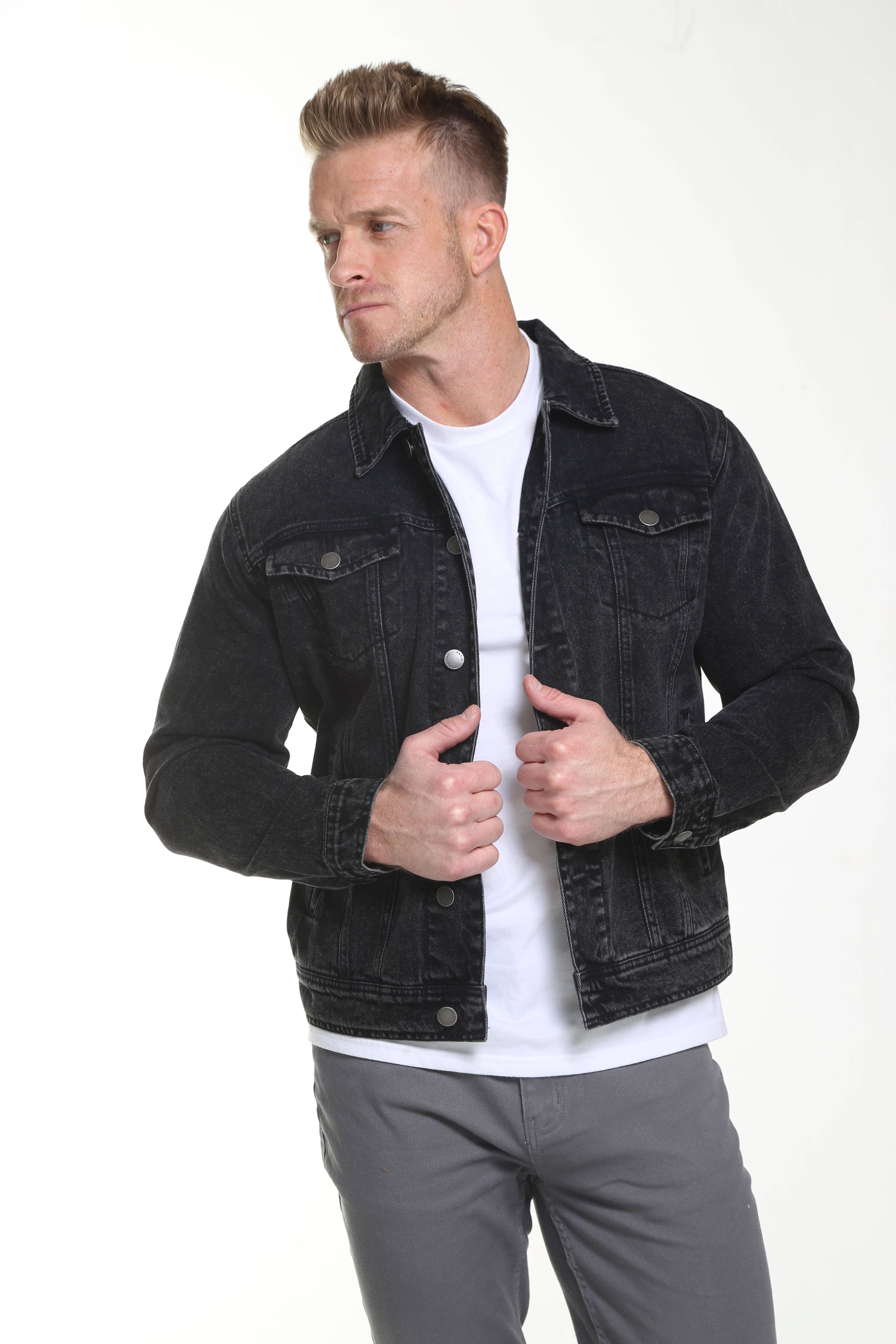 Black Men's Denim Jacket for wholesale on Faire4