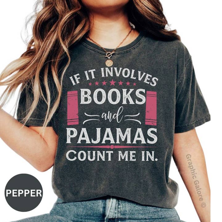 Books and Pajamas T-Shirt, Reader Tee, Book Lover Gift, Introvert TShirt, Cozy T Shirt, Bookworm Shirt, Bookish Tee, Gift for Librarian for wholesale by Graphic Galore