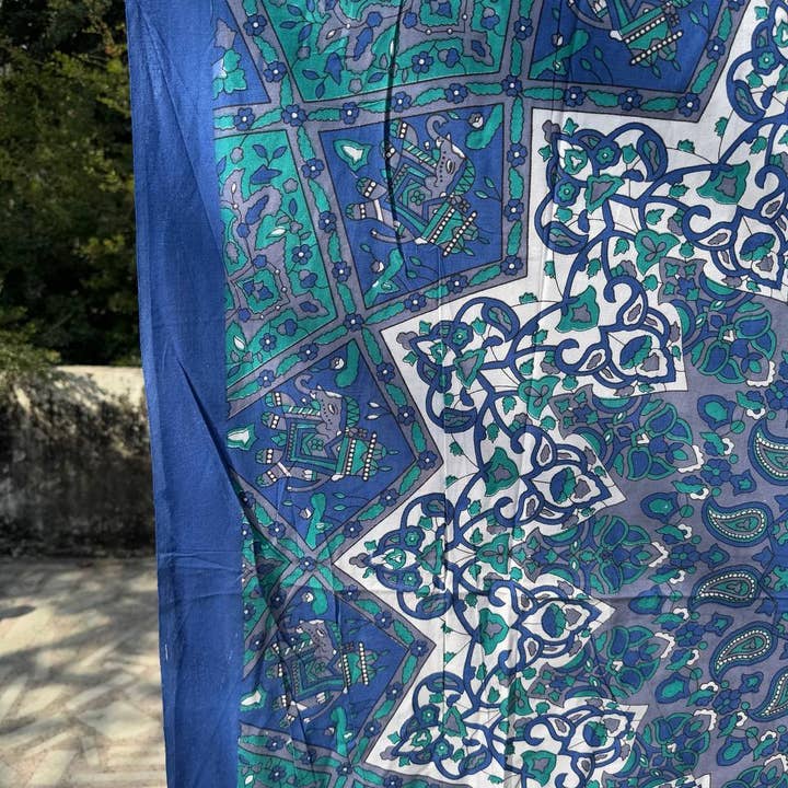 bhavnas boutique – Engroshandel Gobelin/tekstil – Blå indisk bomuld boheme vægtæppe værelse dekoration sengetæppe