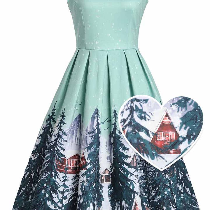 Amanda Alpine Forest Flared Dress for wholesale by Dolly & Dotty