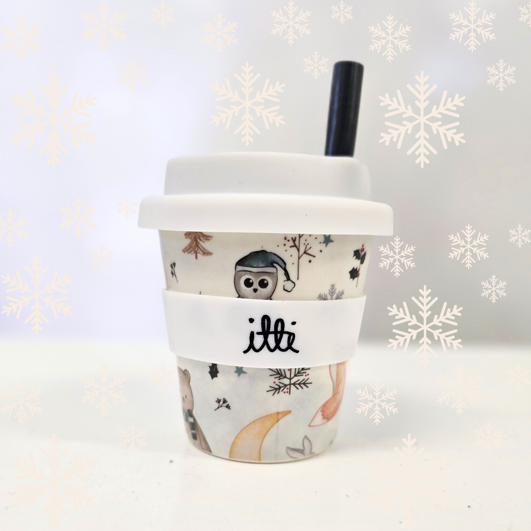 Itti - Wholesale Drinking glass/cup – Kids & Baby - Itti Bamboo Baby Cino Cup + 2 Straws - Winter Wonderland4