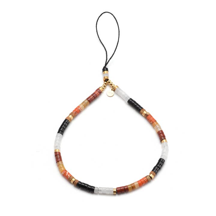 Schmuck für Telefone aus schwarzem, orange-rotem Serpeggiante-Stein für den Großhandel von SIXTY STONES