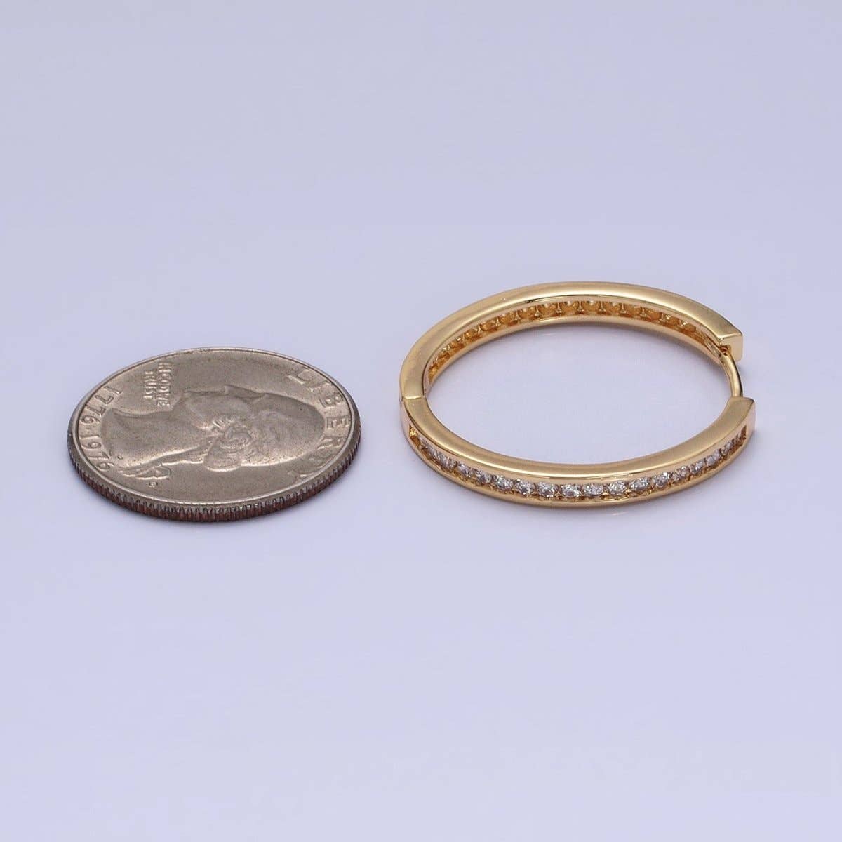 Aim Eternal - Wholesale Hoop Earrings - 16K Gold Filled 30mm Clear CZ Lined Endless Hoop Earrings in Gold & Silver | AD1193 - AD111963