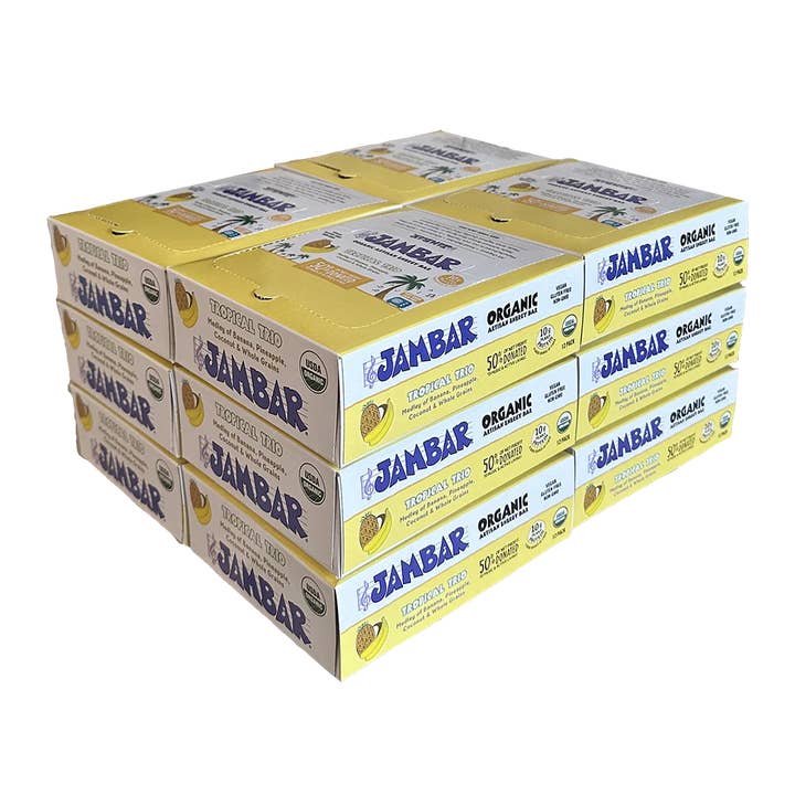 JAMBAR Organic Energy Bar Tropical Trio case for wholesale by JAMBAR
