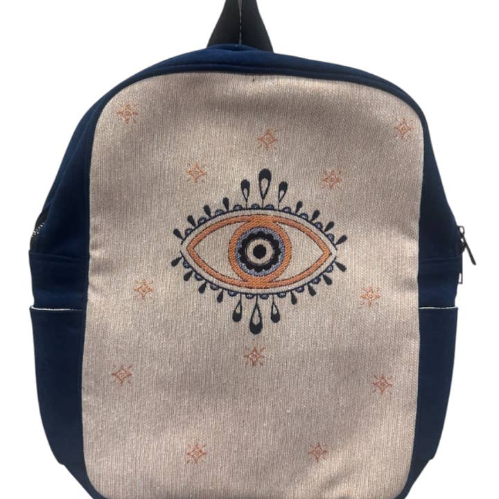 Sac à dos en tapisserie vintage motif œil maléfique pour la vente par CRETE TRADING INC