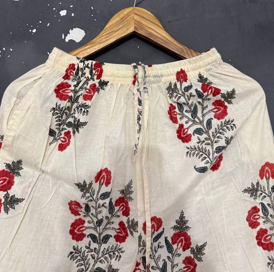 GYPSY STUDIO – wholesale Pyjamasset - Dam – Vit färgblocktryck dam bomullsklänning nattkläder pyjamas set3