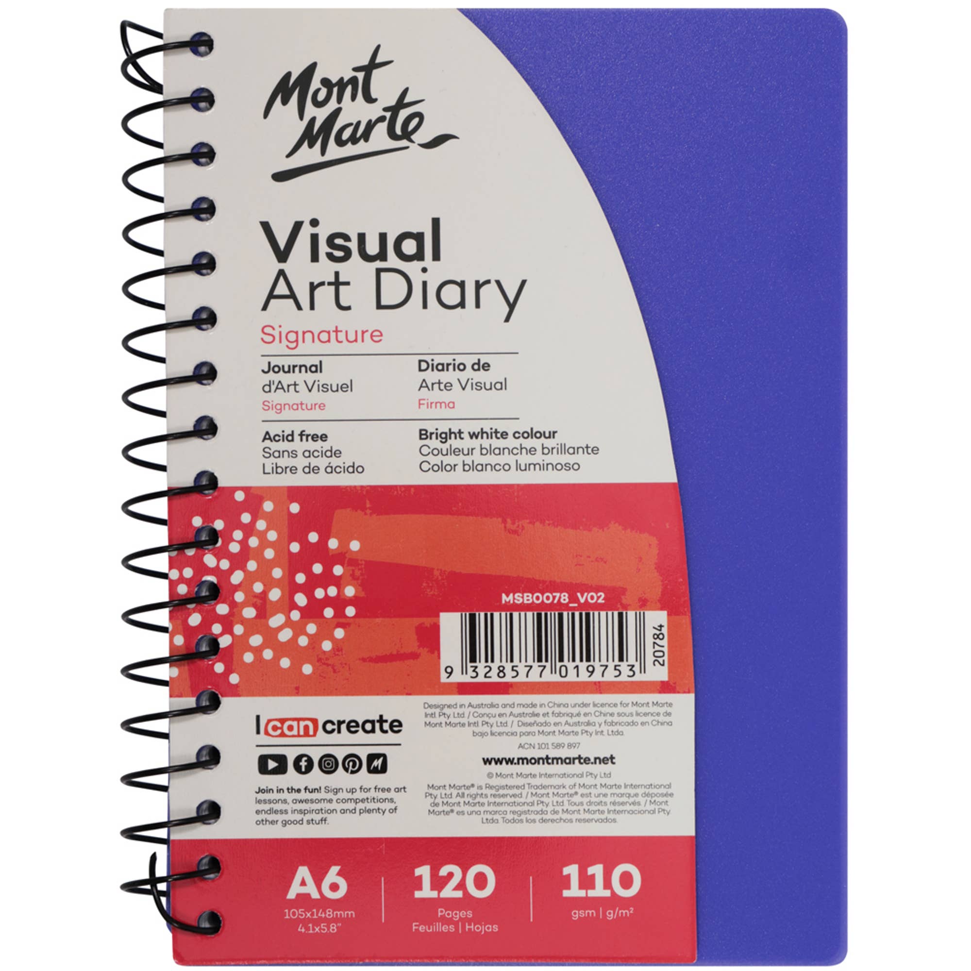 Mont Marte Usa, Inc. - Wholesale Sketchbook/Sketchpad - Visual Art Diary Signature A6 120 Pages 110gsm3