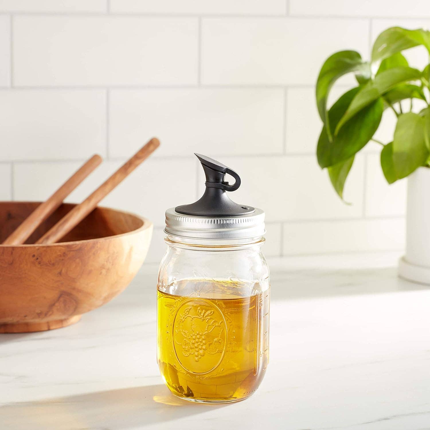 Fox Run Brands - Wholesale Oil/Vinegar Dispenser - Jarware Oil Cruet for Regular Mouth Mason Jar, Black2