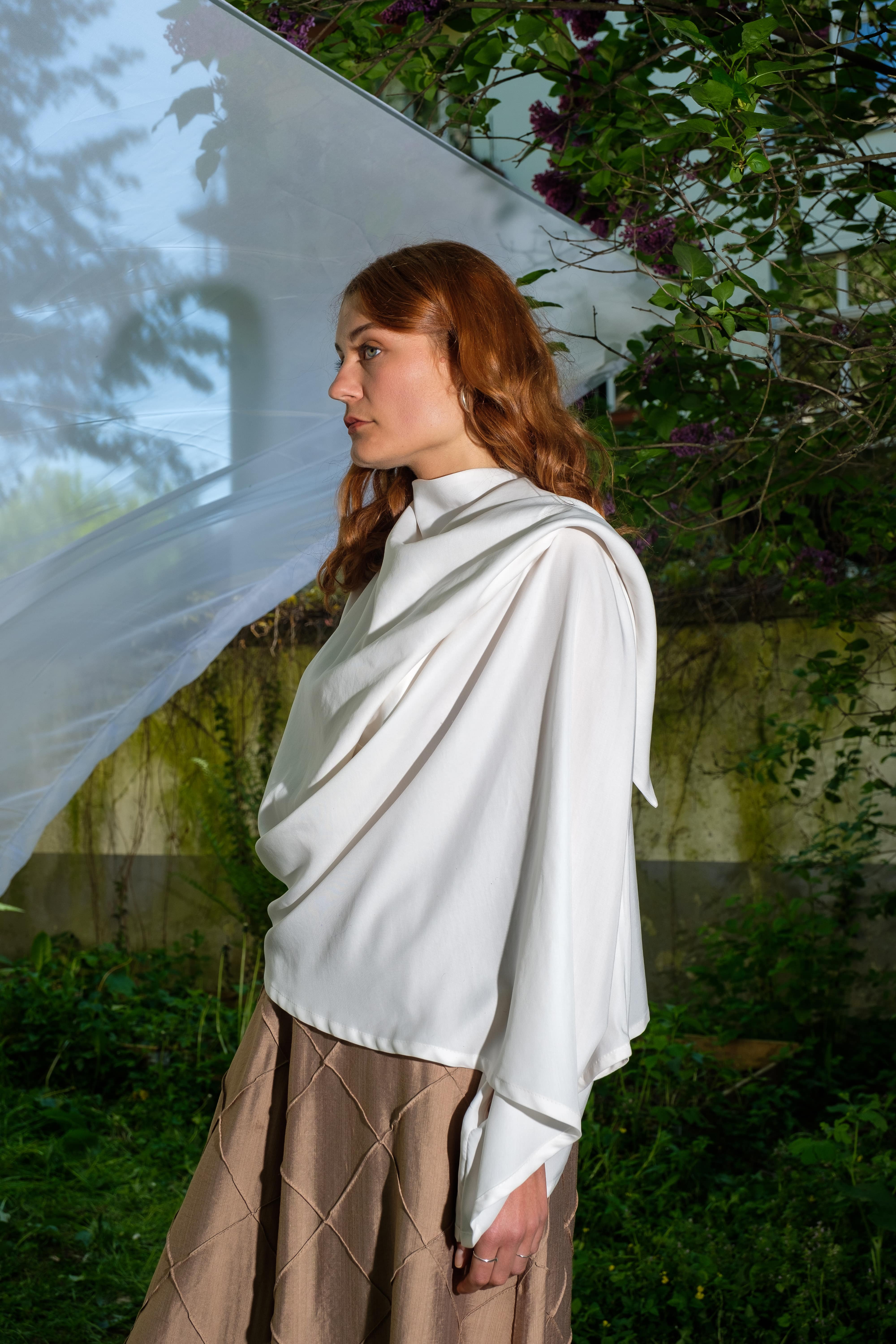 SEPIDEH AHADI - Vente Chemisier – femme - Haut asymétrique avec col foulard drapé0