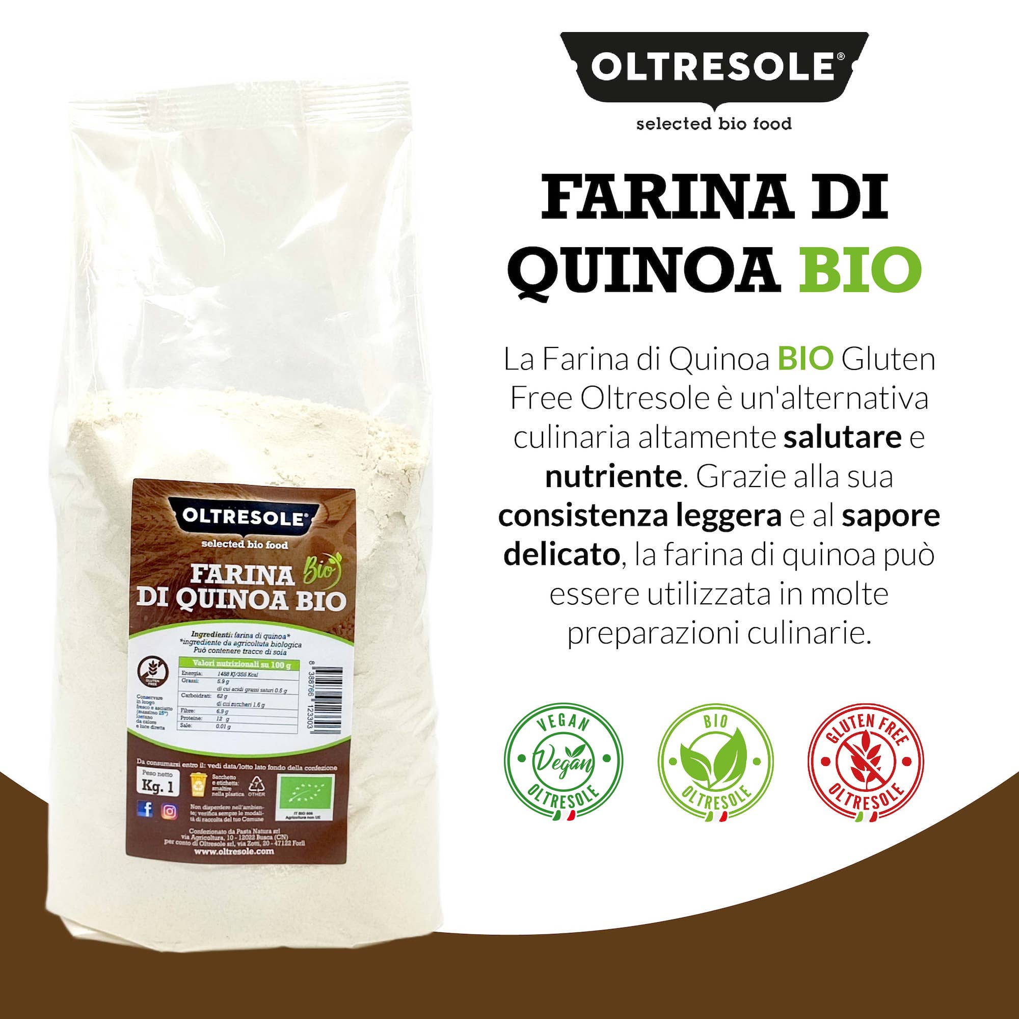 Oltresole - Wholesale Gluten-free flour - ORGANIC QUINOA FLOUR 1 Kg3