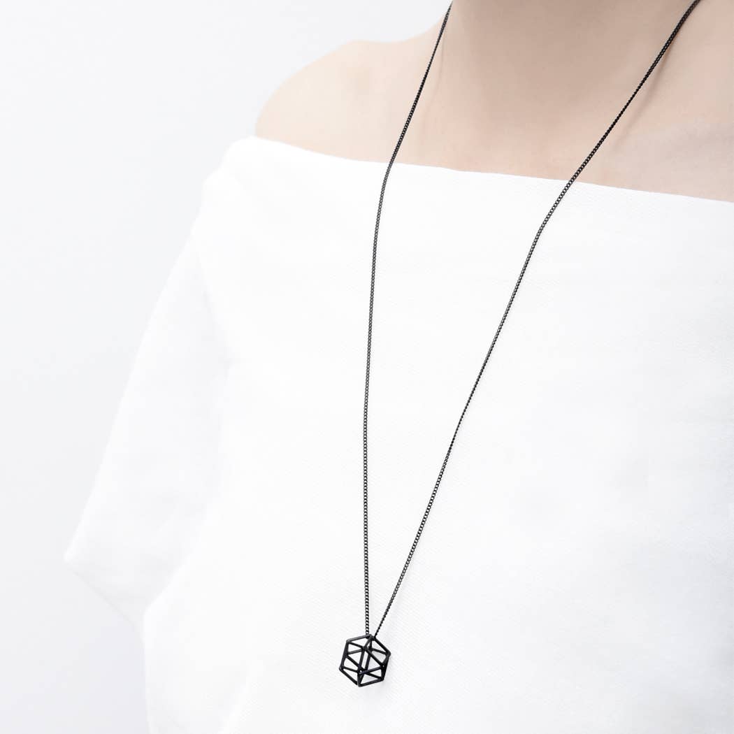 Pursuits - Wholesale Pendant/Charm Necklace - Hollow 3D Hexagon Necklace1
