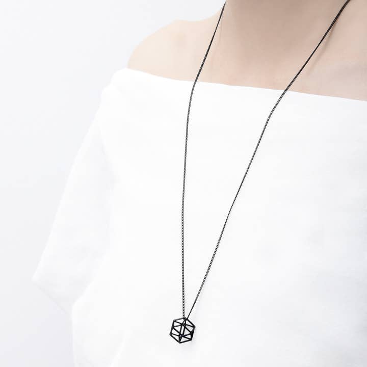Pursuits - Wholesale Pendant/Charm Necklace - Hollow 3D Hexagon Necklace1