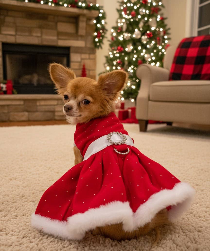 Doggie Design - Vendita all'ingrosso Vestito - Cani - Vestito per Cani Rosso Velluto Brillante3