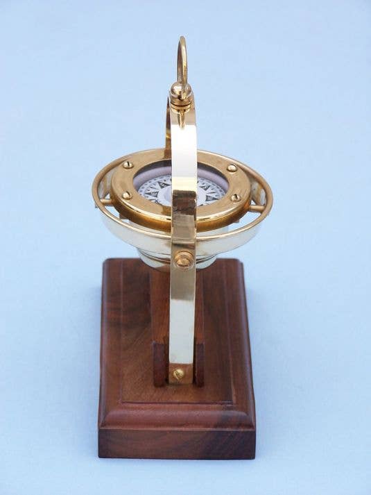 Hampton Nautical - Wholesale Navigational compass - Antique Brass Executive Desk Gimbal Compass 8"1