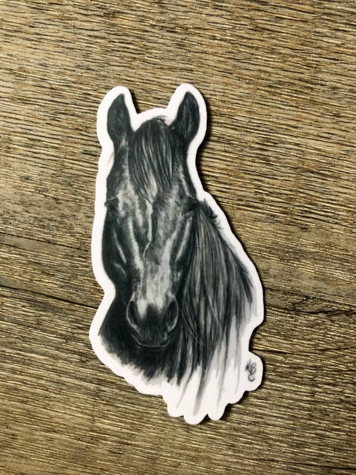 Black Horse sticker for wholesale by Karmin Burton Art