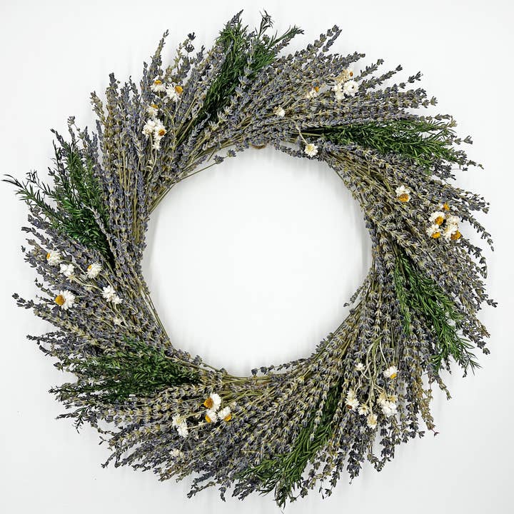 2626 Designs – wholesale Krans – Riktigt konserverad torkad lavendel dekorativ krans i lila
