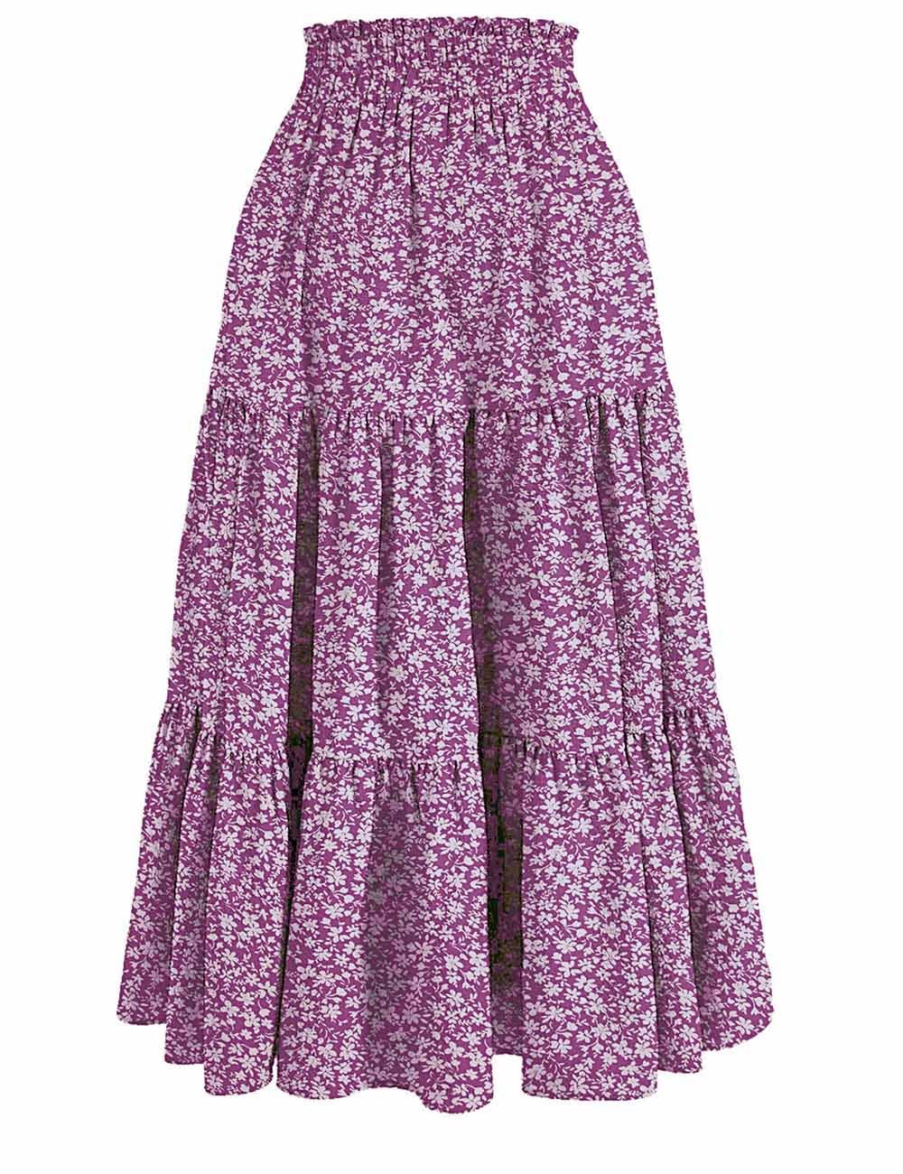 Sweetkama - Wholesale Skirt - Women's - Ladies Boho Elastic Waist Ruched Drawstring Skirt13