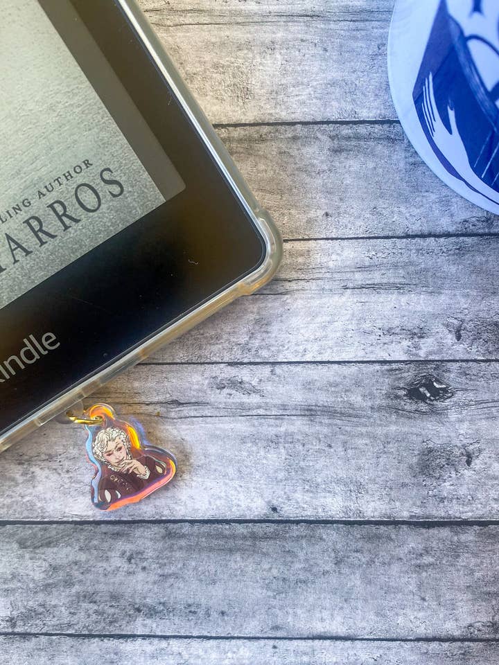 Astarion Buldars Gate 3 Holographic Kindle Phone Charm for wholesale by The Bookish Teacup Co.