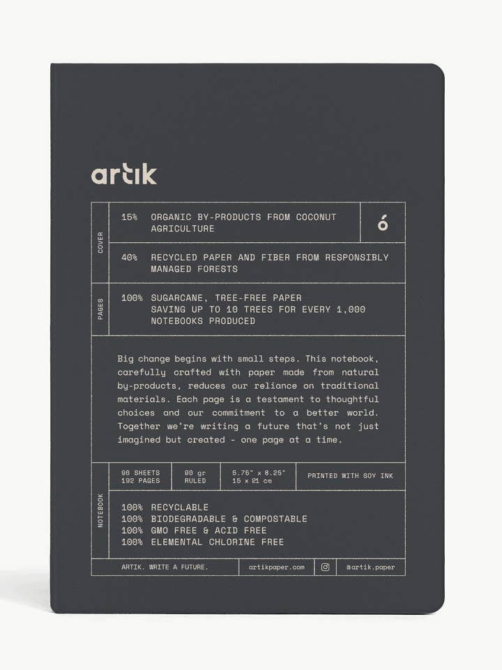 Artik Hard Cover Journal | Ruled | Coconut for wholesale by Artık