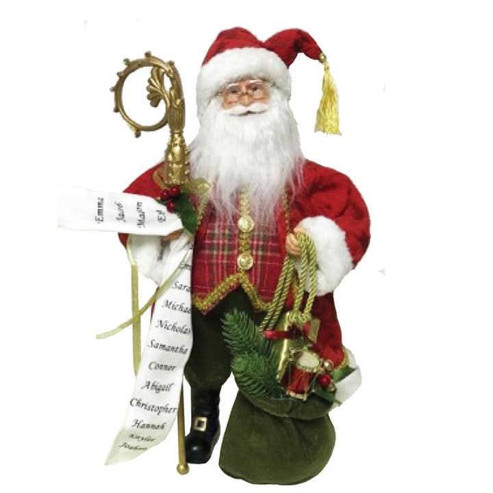 Santa’s Workshop Inc. - Wholesale Christmas Decoration - 15" Red Plaid Victorian Claus