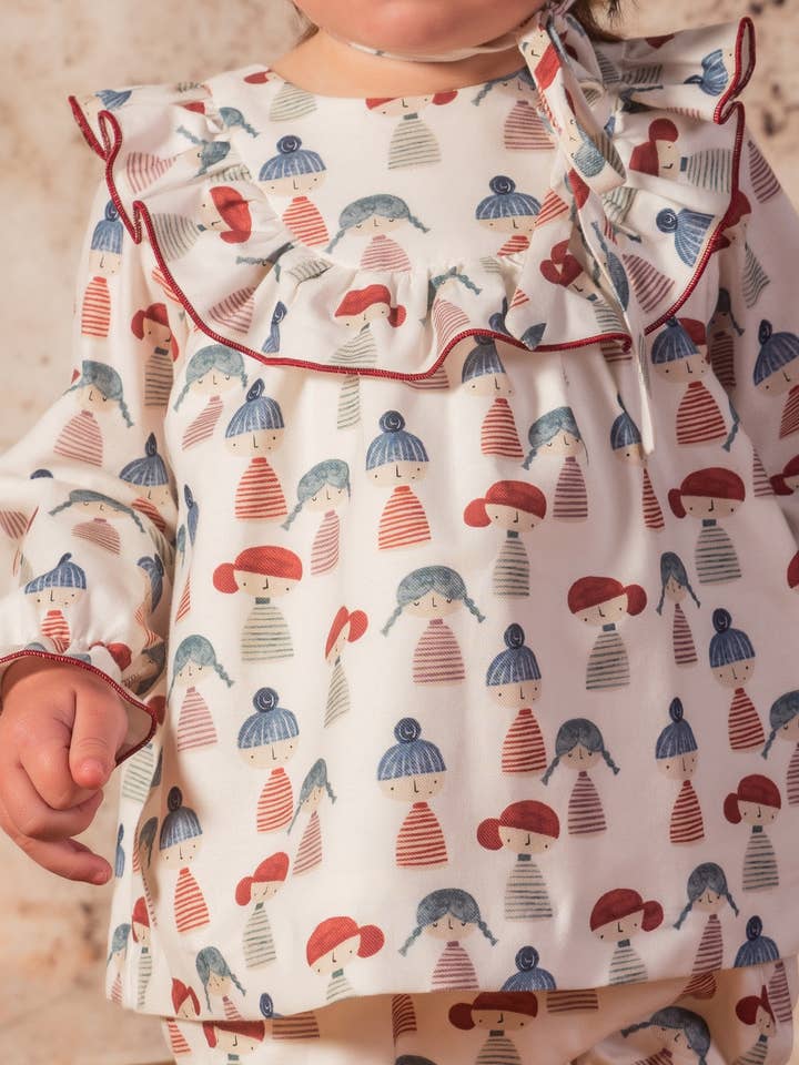 2512010-1 babykjole i bomuld med dukkeprint for engroshandel hos BABINE-ROINSAL