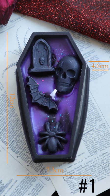 Candles Meta - Wholesale Novelty Candle - Halloween Coffin Skull Tombstone Decor Scented Candle CM0730