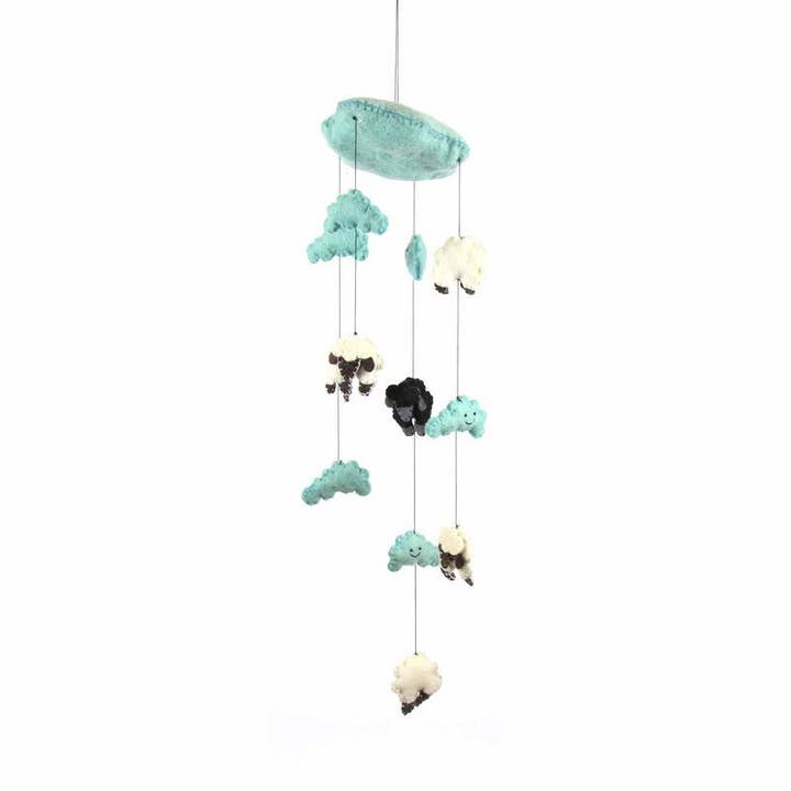 Global Crafts - Wholesale Baby Mobile - Blue Counting Sheep Baby Nursery Felt Mobile2
